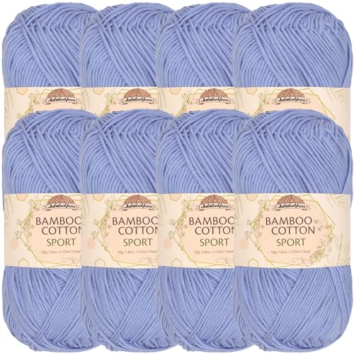 Image of JubileeYarn Bamboo Cotton Sport Yarn - 50g /Skein - Glacier Blue - 8 Skeins