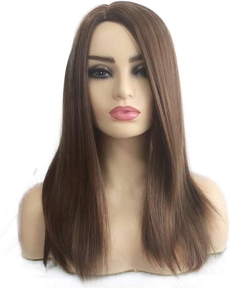 Natural Brown Synthetic Wig Long Straight Synthetic Wigs for Women #27 Color Full Wig Medium Length Straight Synthetic Hair 16 inches - Image 3