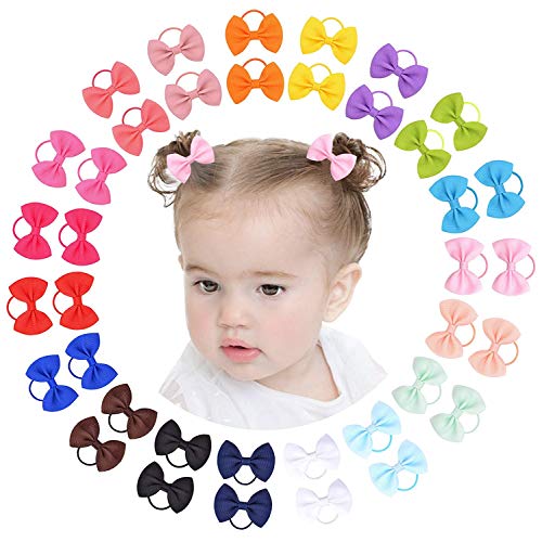 Voarge 40 Piezas Gomas Pelo Niña, cinta grosgrain elástico banda de goma titular de cola de caballo accesorios para el cabello para niños pequeños