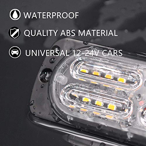 EASE2U E 12-24V 20-LED Super Bright Emergency Warning Caution Hazard Construction Waterproof Amber Strobe Automobiles Light Bar with 32 Different Flashing for Car Truck SUV Van - 4PCS (White Red) by EASE2U E - Used condition - Image 3