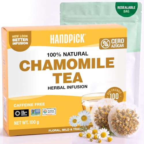 HANDPICK, Té de Manzanilla - 100 Bolsitas Redondas