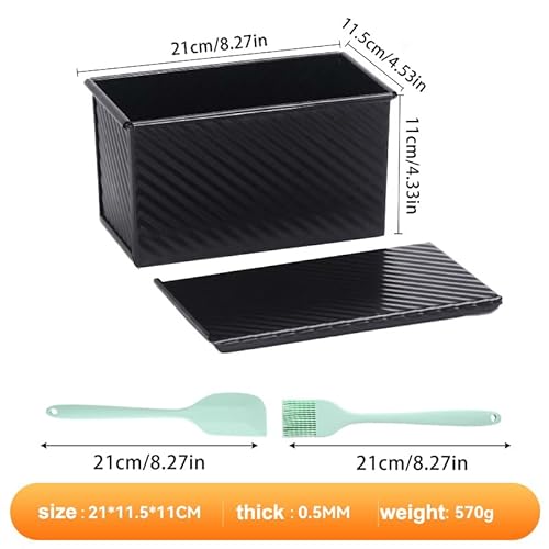 Miniatura 2 de Weiwuxian Molde Para Pan Tostado Con Tapa, Molde Para Pan Con Tapa De 450 G, Molde Para Hornear Pan Antiadherente, Para Tostadas, Bollería, Pan Y Pasteles 21 X 11 X 11, 5 Cm , Negro