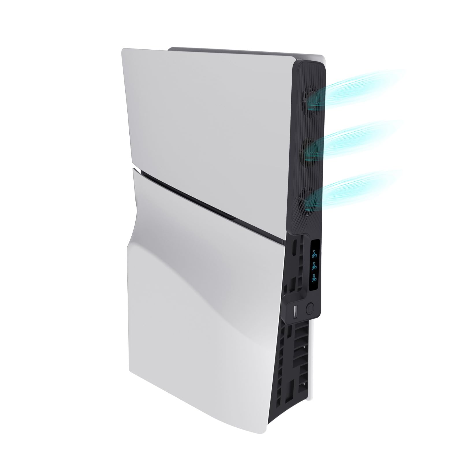 Ventilateur de refroidissement pour PS5 Slim,console de jeu ventilateur de refroidissement avec vitesse réglable, système de refroidissement efficace pour PS5 Slim,3 ventilateurs internes (Blanc)