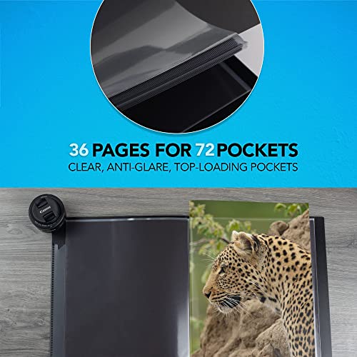 Itoya Original Art Profolio 8.5X11 Black Art Portfolio Binder With Plastic Sleeves With 72 Pages - Portfolio Folder For Artwork With Clear Sheet Protectors - Presentation Book For Art Display #TOP3