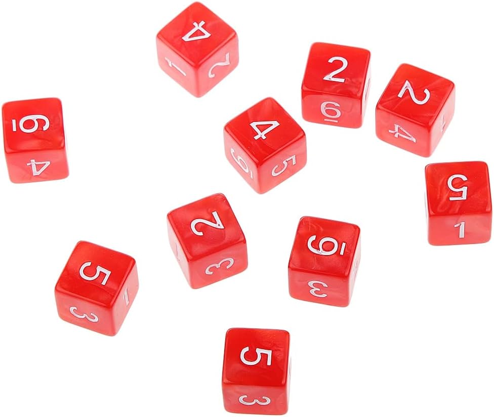 10pcs Dice Playing Games Multi-Sided D6 D10 D12 D20 Dices (Color : Red 16mm)