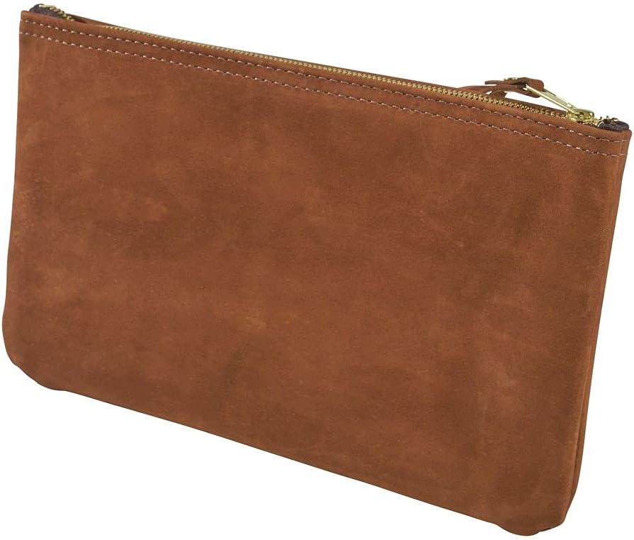 Klein Tools 5139L Zipper Bag, Top-Grain Leather Tool Pouch with Strong Zipper Close, 12-1/2-Inch, Brown