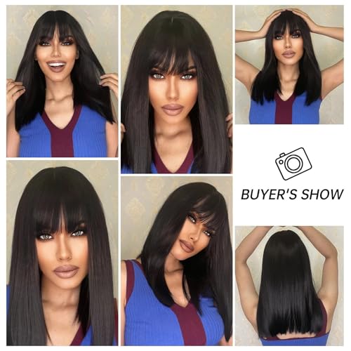 Perruque synthétique Bob noire lisse pour changer de style sans couper - 7
