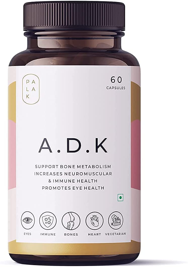 A.K. Palak Notes New A.D.K | ADK | Vitamin A, D3 & K2 | Immunity Booster - Bone Strength - Eye Health | 30/60 Capsules (60)