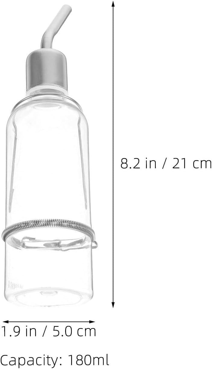 2pcs Pet Water Bottle 180ml Glass and Metal Small Animal Water Dispenser for Dogs and Puppies, Easy Cleaning Hydration Bottle for Cage and Playpen Use