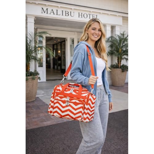 Image of World Traveler 81T16-165OR /W Duffle Bag, One Size, Orange White Chevron