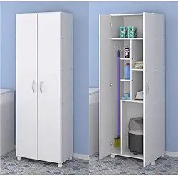 Armário Multiuso Multimóveis para Lavanderia/aérea de serviço com porta vassouras Branco.