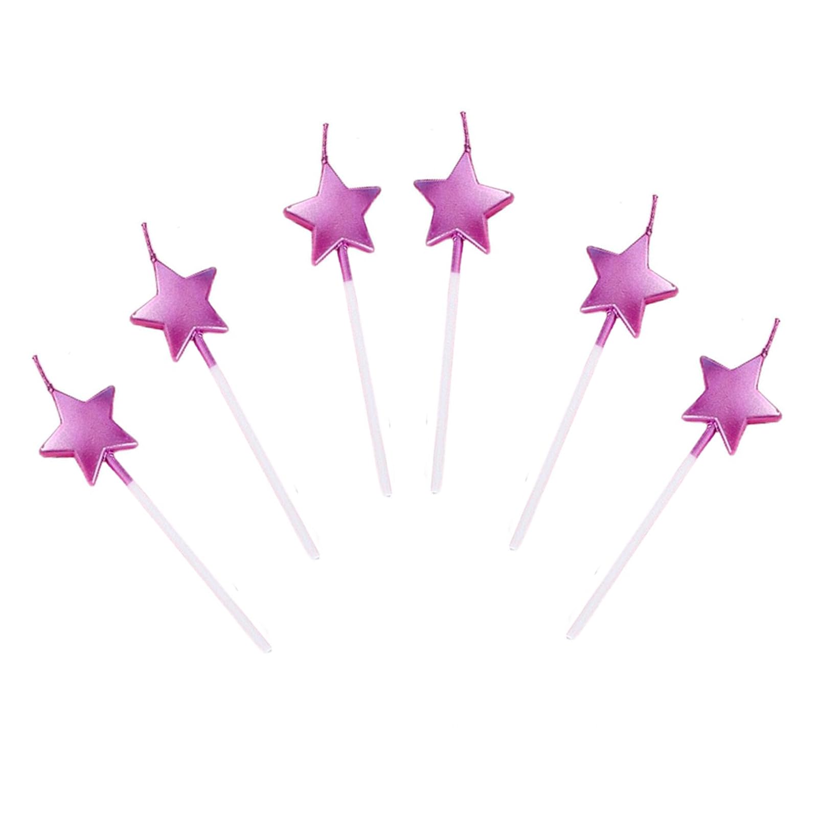 Shanbye Purple Star Candles,6 Pcs Birthday Candles Metallic Cake Candles For Birthday Wedding Party Cupcakes Topper Decorations Anniversary