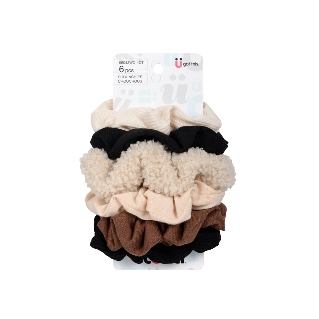 SCUNCI 6PK NEUTRAL SCRUNCHIES