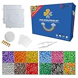 CLIXZI Bügelperlen set 10.000 Perlen in 12 verschiedenen Farben – 5mm große Perlen aus hochwertigem PE-Material – Bügelperlen Set inkl. Steckperlen & Bügelpapier– Ideal für Kinderhandwerk