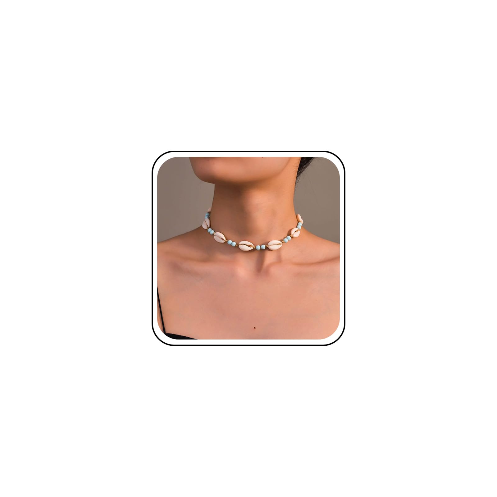 Collana Girocollo Boho Con Conchiglia E Perle Blu Turchese - Gioiello Vintage Regolabile Per Donne E Ragazze