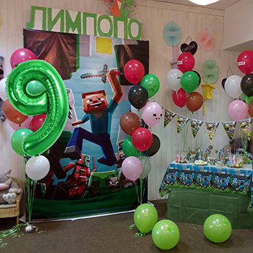 Image of TONIFUL 40 Inch Dark Green Large Numbers Balloon 0-9 Birthday Party Decorations,Foil Mylar Big Number 9 Balloon Digital 9 for Birthday Party,Wedding, Bridal Shower Engagement Photo Shoot, Anniversary