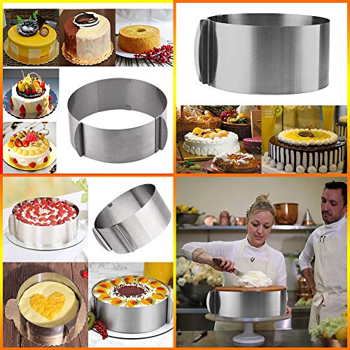 Cyimi Adjustable Cake Mould Stainless Steel Cake Mousse Ring 6 To 12 Inch, Thickened Cake Ring Mould Set Of 2 For Baking,Diy Cake (Round+Square) #TOP3