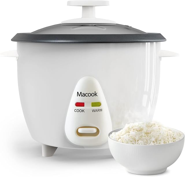 Macook Mini Rice Cooker 3 Cups (Uncooked), Electric Rice Cooker Small with Removable Nonstick Pot, One Touch Rice Cooker and 12H Automatic Keep Warm, for Rice, Soups, Stews, Grains, Oatmeal