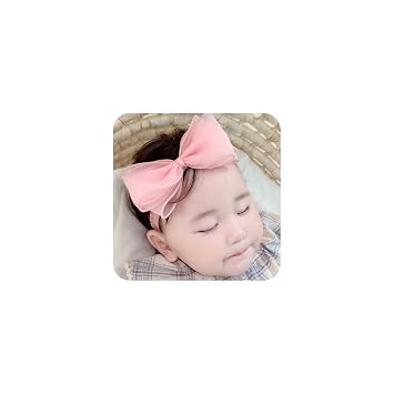 Cute Lace Bow Baby Girls Headbands White Knot Headband Soft Chiffon Hair Band for Newborn Infant Toddler Kids Hair Accessories Pink A