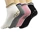 Attmu 4 Pairs Non Slip Skid Yoga Pilates Socks with Grips Cotton for Women, 4 Colors