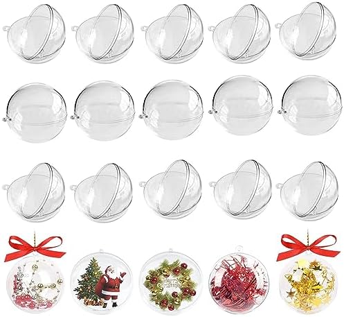 Yitaocity 20Pcs DIY Christmas Balls Clear Plastic Fillable Ornament ...