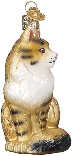 Vista 5 de Old World Christmas Adorno de cristal soplado de gatito del Himalaya gris para árbol de Navidad, decoración navideña artesanal, colección de gatos