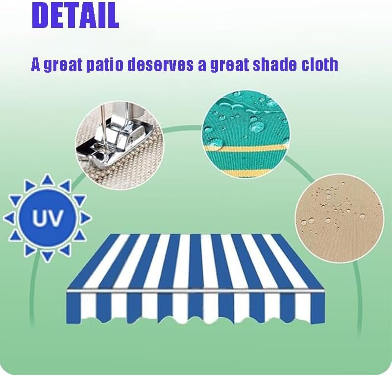 Retractable Awning Replacement Fabric 4x2.5m (13x8ft) - Outdoor Canopy Cover for Patio Balcony Window Door - Green Awning Material for 2/3/4/5/6m Awnings