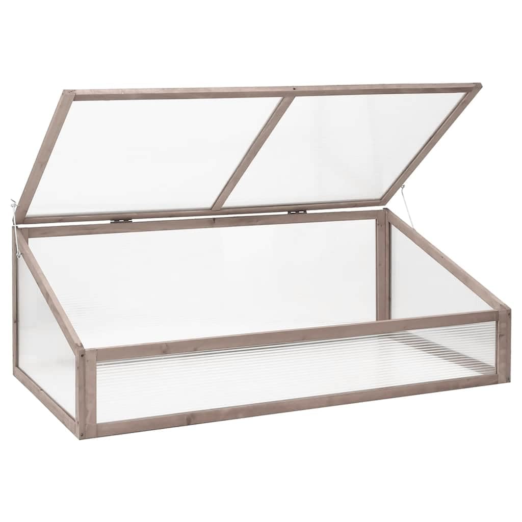 Invernadero gris de madera de abeto 110 x 56 x 39 cm con tapa abatible, invernadero para cobertizo de jardín, casa de plantas, casa de tomates, semillero, cultivo y protección de plantas en