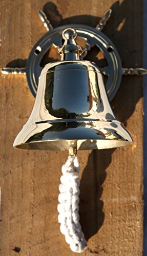 La cloche nautique tenture laiton roue navire