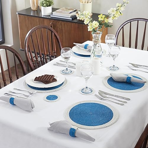 Penguin Home Handcrafted Glass Beaded Round Placemats, Coasters & Napkin Rings Set of 12 - Image 3