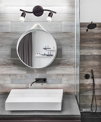 James 2-Light Track Lighting, Oil Rubbed Bronze, Adjustable Alabaster Glass Shades, 50W G10 Compatible, 15 Inch Wide, Modern Industrial Ceiling Spotlight for Kitchen, Living Room, Hallway