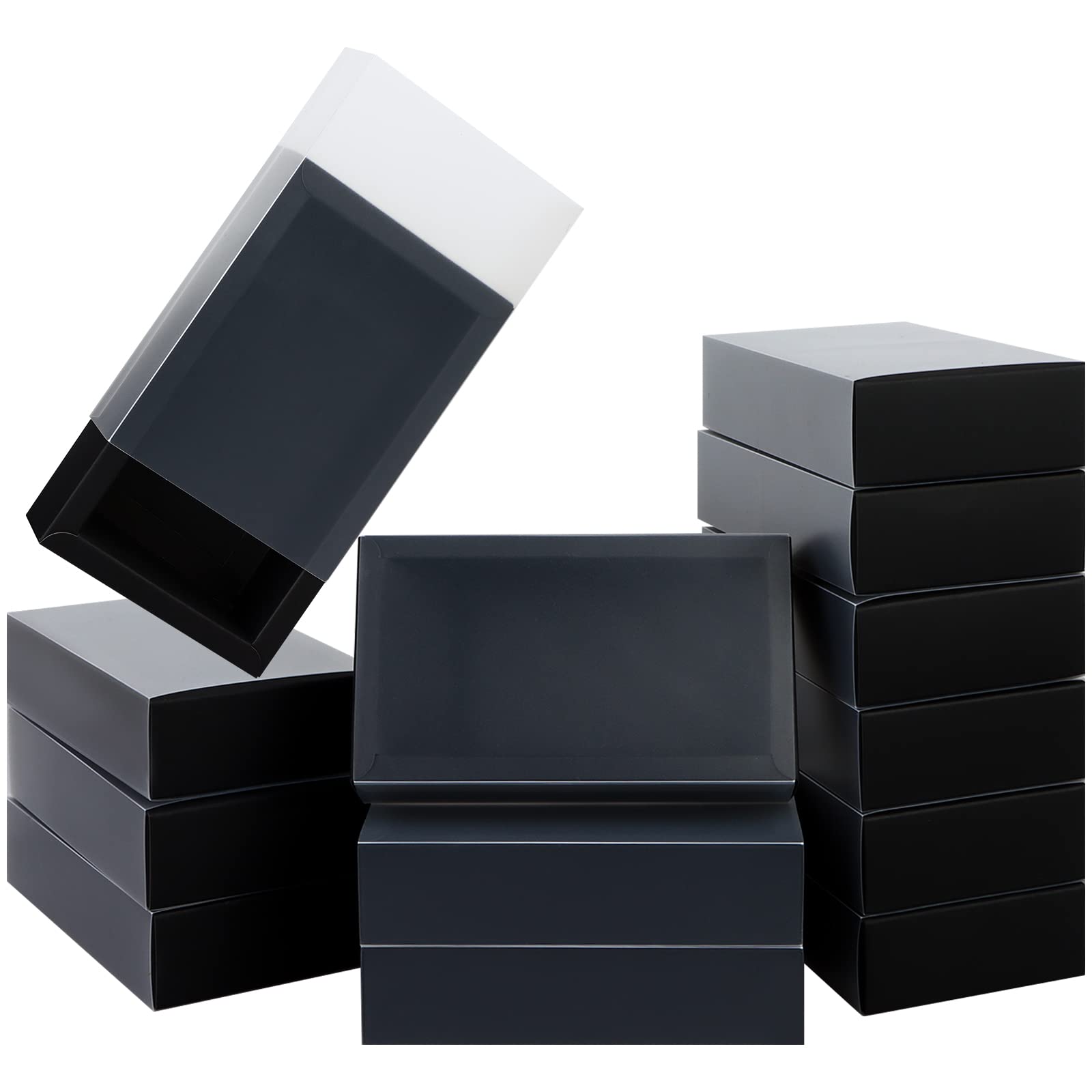 Photo 1 of 26 PCS Rectangle Drawer Kraft Boxes Small Cardboard Present Packaging Boxes for Party Favor Treats, Candy and Jewelry Crafts, 6.5 x 3.7 x 1.6 inch (Clear,Black)