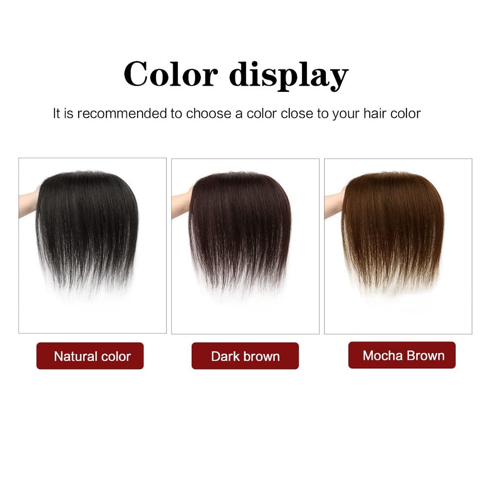 Invisible Hand Made Mono Hairpiece Human Hair Black Lace Straight Toupee Topper Wiglet for Thin Hair for Women (Natural Color,8x12-25cm)