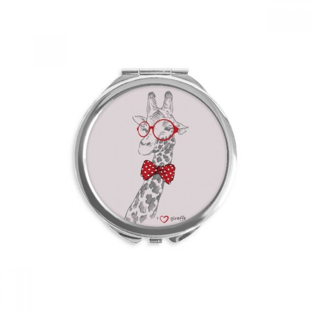 Espejo de bolsillo portátil para maquillaje con diseño redondo y estampado de jirafa 5