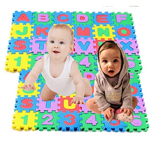 Cokil 36Pcs Mini Giocattoli educativi del Bambino della stuoia strisciante variopinta della stuoia del Giocattolo di Numero di Mini Bambini Tappetini Gioco e palestrine