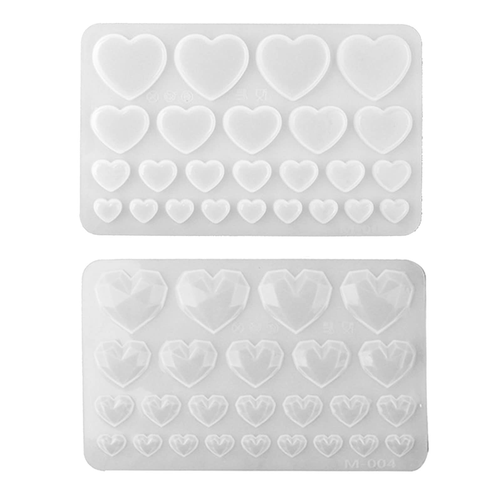 NEWFT 2Pcs Diamonds Heart Ornaments Silicone Epoxy Resin Love Curtain Keychain Pendant for Valentines Craft