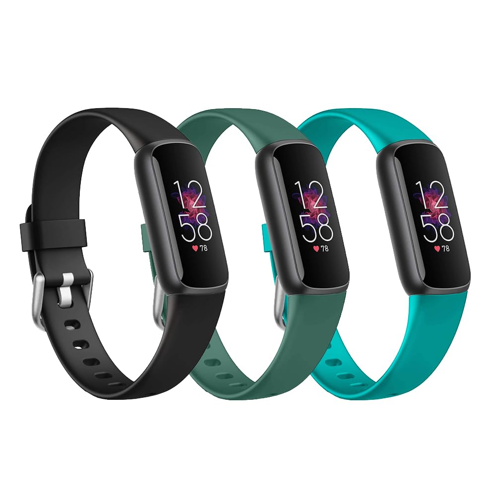 3 Pack Luxe Straps Compatible With Fitbit Luxe Band Women Men， Adjustable Silicone Sport Replacement Pattern Bands For Luxe Watch，Flexible Wristbands For Fitbit Luxe Fitness Tracker Waterproof