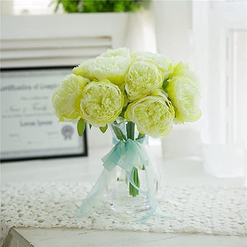 Miniatura 5 de 2 racimos de peonías artificiales, 10 cabezas de peonía de seda, ramos de flores falsas para bodas, hogar, oficina, fiesta, decoración de hotel,