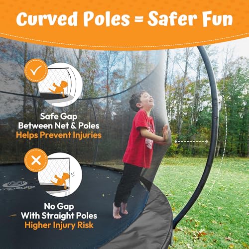 Image of JUMPZYLLA Trampoline Outdoor 8FT 10FT 12FT 14FT 15FT 16FT with Enclosure and Ladder, ASTM Approved Recreational Trampoline for Kids and Adults, Anti-Rust Coated Frame