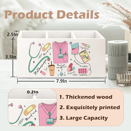 Image of Nurse Gifts Wooden Pen Pencil Holder for Office Desk Accessories, Nurse Appreciation Gifts, Gift for Nurses Nursing Students Makeup Brush Toothbrush Holder Organizer