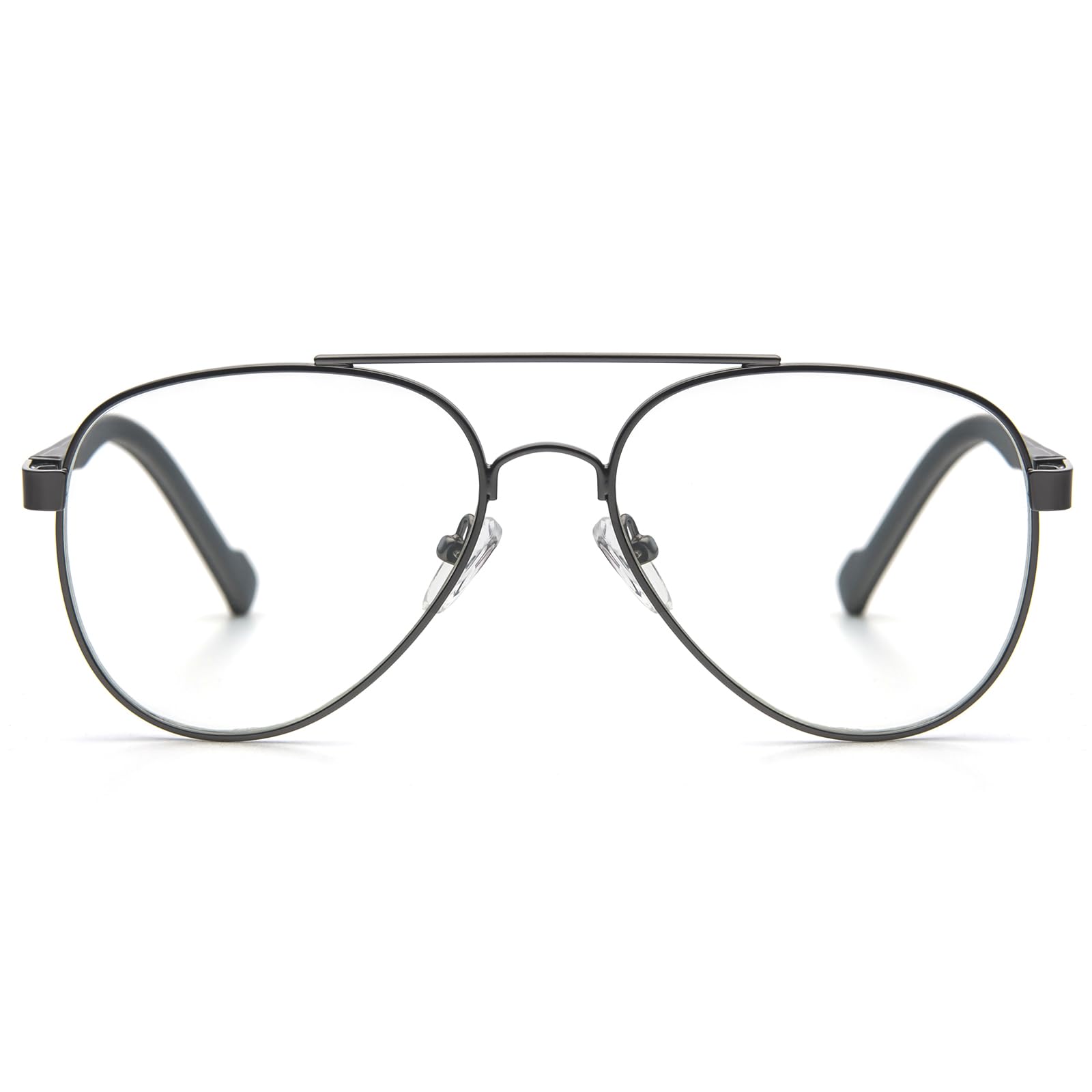 KoKoBin Vintage Metal Frame Reading Glasses Aviator Toad Frame Lens Anti Blue Light women Men Computer Reader (Gray, 1)