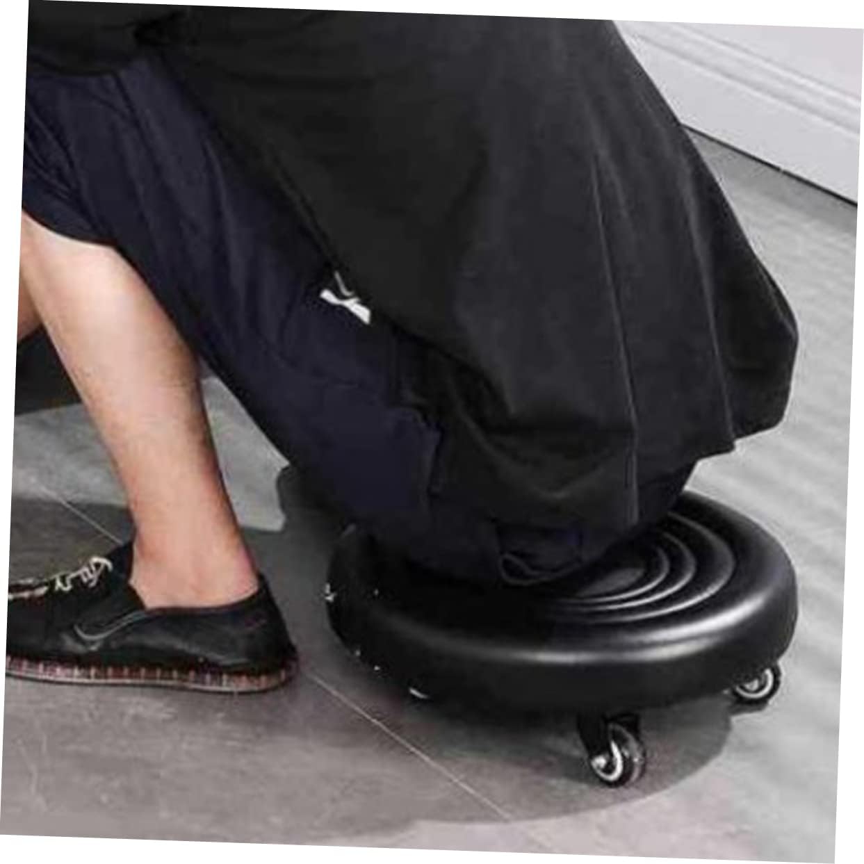 jojofuny Folding Stool Wheels Multi-Function Step Stool Wide Base for Home Bathroom Easy to Move