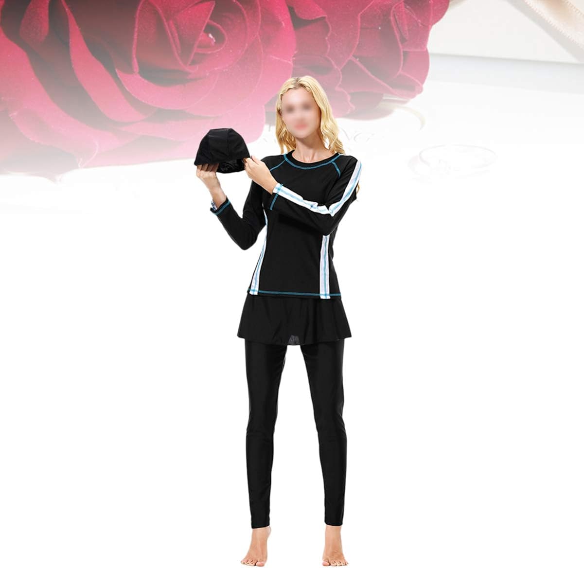 TENDYCOCO Women Muslim Swimsuit Full Body Full Coverage Conservative Swimwear Long Sleeves Swim Suit for Ladies Black S : Clothing, Shoes & Jewelry