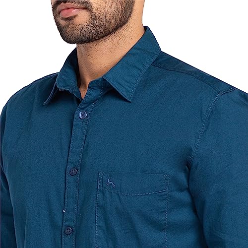 Image of Parx Men's Pure Cotton Solid Pattern Slim Fit Semi Cutaway Collar Full Sleeve Casual Shirt