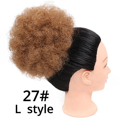 Short Afro Kinky Curly Ponytail Drawstring High Puff Afro Curly Pony tail Clip in on Synthetic Curly Hair Bun Kanekalon (#27)