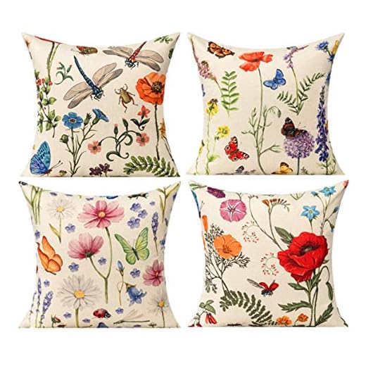 29 Cozy Front Porch Chair Ideas to Transform Your Outdoor Space 3 All Smiles Outdoor Patio Throw Pillow Covers 18x18 Set of 4 Spring Summer Garden Flowers Farmhouse Décor Outside Furniture Bench Chair Decorative Cushion Cases for Swing Deep Seat Bed Couch Sofa