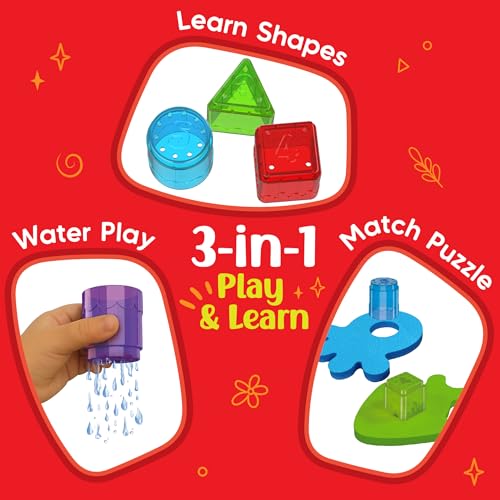 Image of Imagimake Floating Bath Buddies | Leaps & Bounds BathToy | Educational Toy for Toddlers, Infants | 3-in-1 Play & Learn - Water Play, Color Matching & Shape Puzzle | New Born Baby Gifts for 6+Months