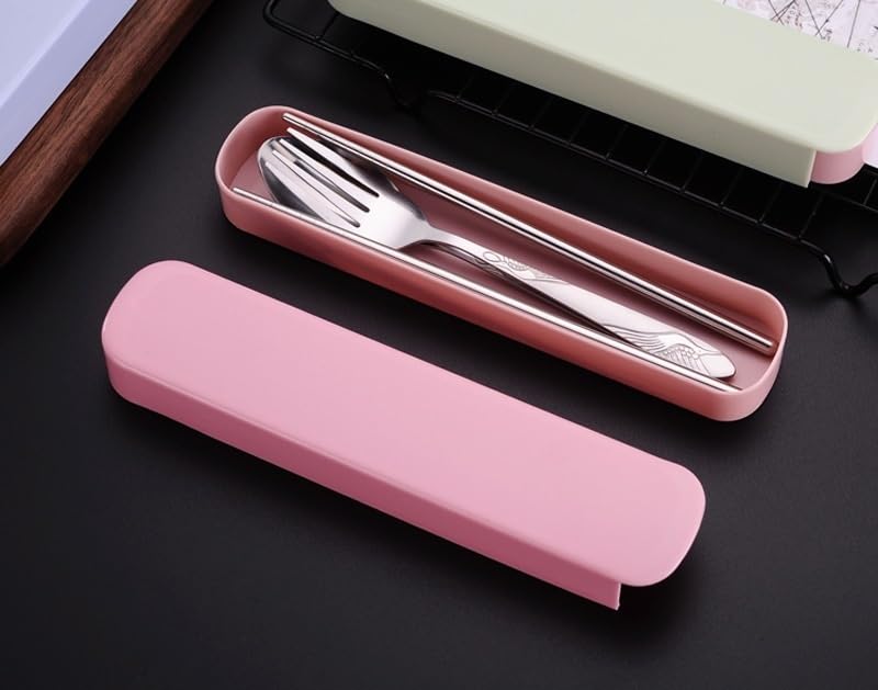 ONUIFIKE Silverware Set, 3/12/18/24/30/36 Pieces Stainless Steel Convenient Tableware Student Outdoor Picnic Travel Spoon Fork Chopsticks Portable Set, Home Cutlery Flatware Set(Blue,24 Piece set for