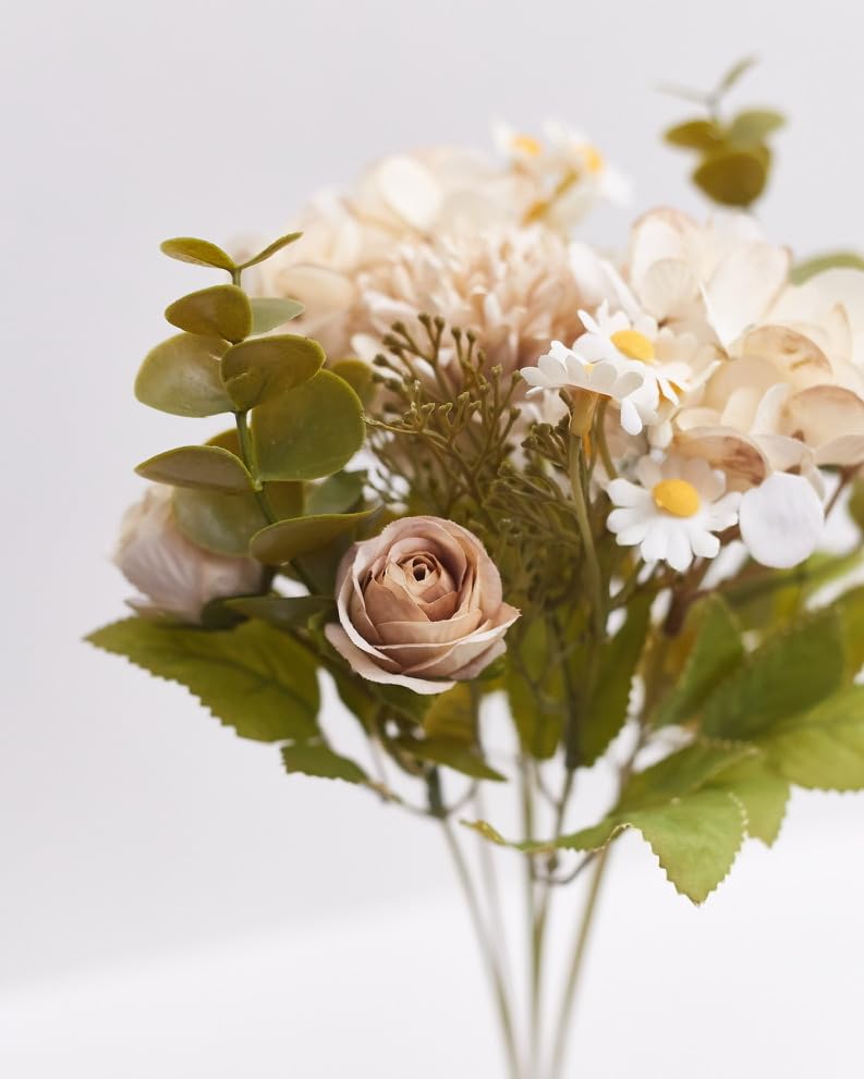 The Baked Studio Silk Artificial Flower Bouquet (Rose, Dandelion, Hydrangea, Daisy, Eucalyptus & Foilage) - Image 3