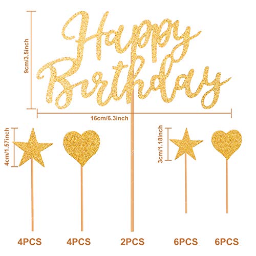 Humairc Set van 2 Gouden Cake Toppers, Gelukkige Verjaardag Cake Toppers Sprankelende Gouden Meisjes Dames Kids… - Image 3